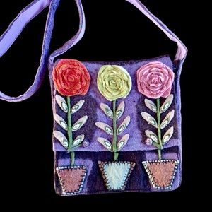 Artisan Felted Sheepswool Adorable Purse, 12 X 11.5”.